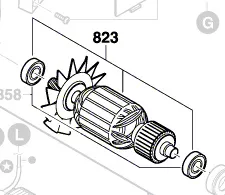 Induit BOSCH réf. 1 609 203 T76 pour PCM 8 S